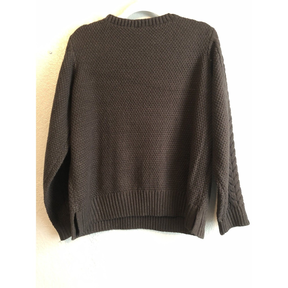 Time & Tru Womens Sweater Large Black Soot Lorex Long Sleeve Pullover Festive - Picture 10 of 10